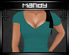 Teal V-Neck Tied Top