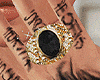Black Stone Gold Ring 'L