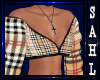 LS~PLAID TOP TAN