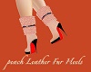 peach Leather Fur Heels