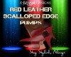 DD*RED LEATHER SCALLOPED