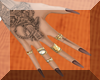 Brown nails + rings tats
