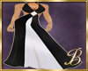 black and white gown
