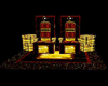 King gold red chair set