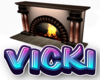 v fireplace copper glint