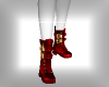 Red Leather Boots Gold