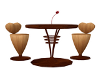 wooden stools and table