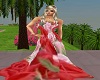 de red of roses gown