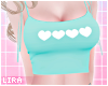 Minty White Hearts Top
