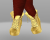 gold combat boots