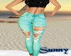 *SW*Teal Ripped Jeans