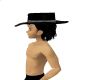 black cowboy hat/hair