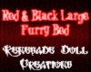 Red & Black Lg Furry Bed