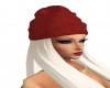 blonde with red hat