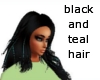 black and teal hair