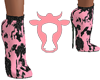 cow print pink heels