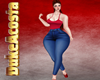 blue jeans and red top