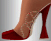 Red Satin Jeweled Heels
