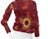 [MM] Red Plaid Floral LS