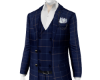 Navy cream plaid suit