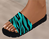 Teal Tiger Stripe Sandals 4 (F)
