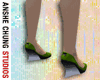 Green Wedge Heel Shoes