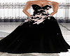 Black Pink Flowers Gown