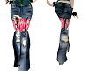 strapped jeans pink lace