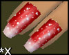 *X Snowy Dark Red Nails