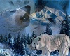 white howling wolves