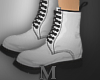 White martens boots.