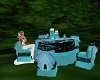 teal/black/silver table