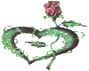 red rose and green heart