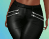 Leather Zip Pants-Black