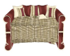 Creme.Red Wicker Couch