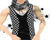 FE checkered+scarf vest