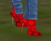 Red Flowered Boots