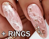 !! PinkMarbleNails+Rings