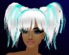 Silvery white and aqua