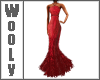 Long feather gown red