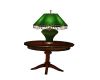 green  lamp with table