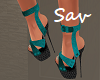 Green/Blue Suede Heels