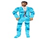 blue silk suit