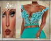 J~SHEER FLR GWN TOP TEAL