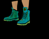 goth green skull boots