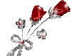 silver and red roses