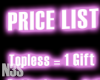 Cartel Price List