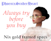 Nix gold framed specs