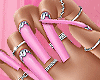 Bling Pink Nails + Rings