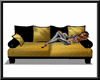 (D)black and gold sofa